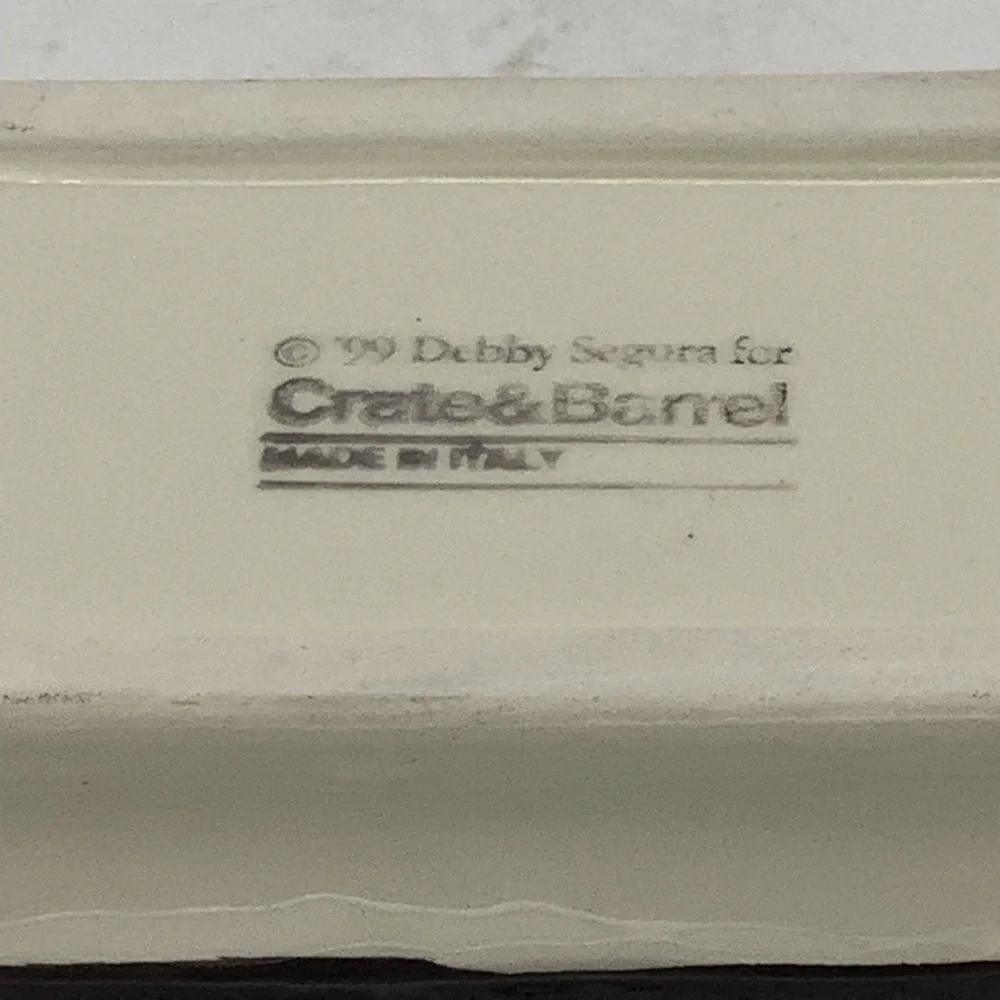Vintage Crate&Barrel Hand Painted Ceramic Dipping Tray with Olive Design